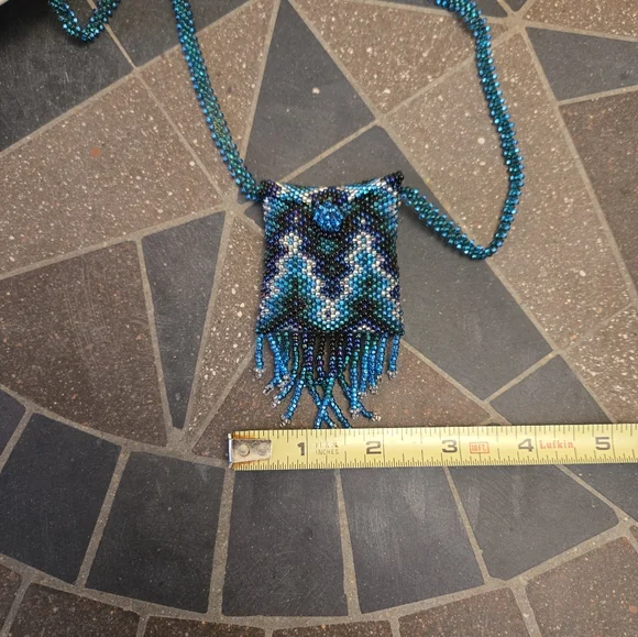 Boho Beaded Pouch Necklace - Picture 9 of 9